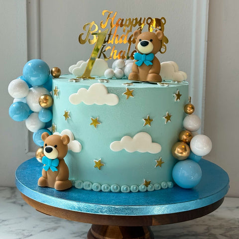 Kindergeburtstagstorte „Teddy & Wolken“
